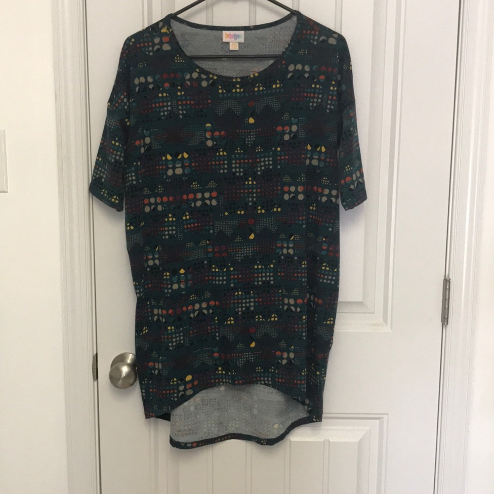 Lularoe Irma XXS teal with circle pattern